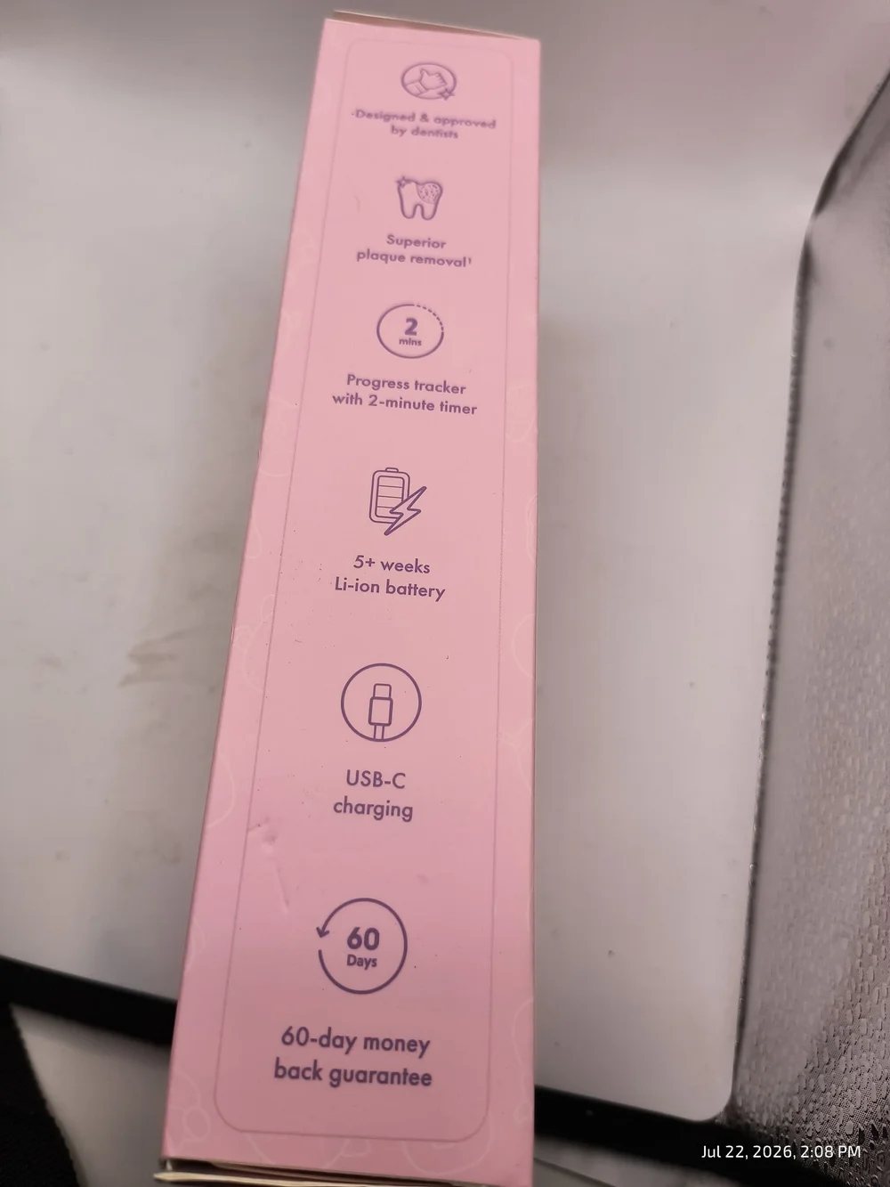 ORDO Sonic Kids' Rechargeable Toothbrush - Squishmallows Patty - NIB Pink